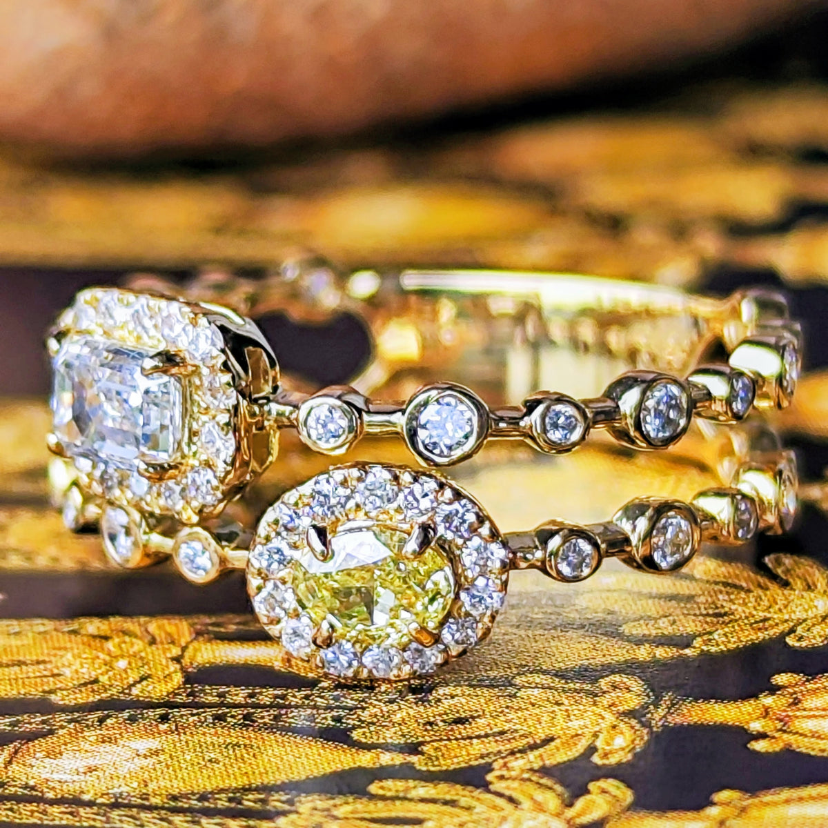 【イエローダイヤ】FANCY INTENSE YELLOW SI1 0.181ct ダイヤモンドリング