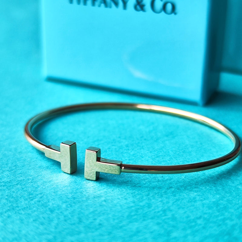 TIFFANY &Co ティファニー Tワイヤー バングル 18金PG