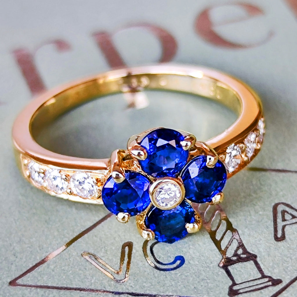 【Vintage Van Cleef & Arpels】ヴァンクリーフ&アーペル サファイア フラワーリング