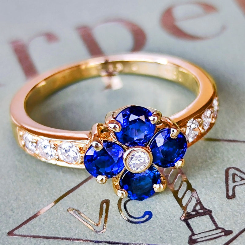 【Vintage Van Cleef & Arpels】ヴァンクリーフ&アーペル サファイア フラワーリング