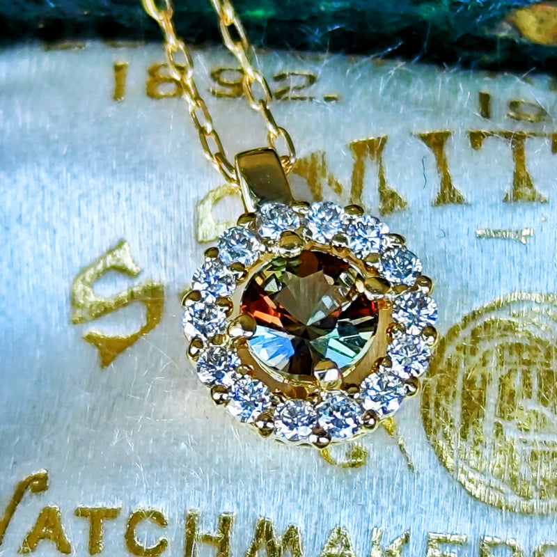 天然アンダリュサイト 天然ダイヤモンド ネックレス