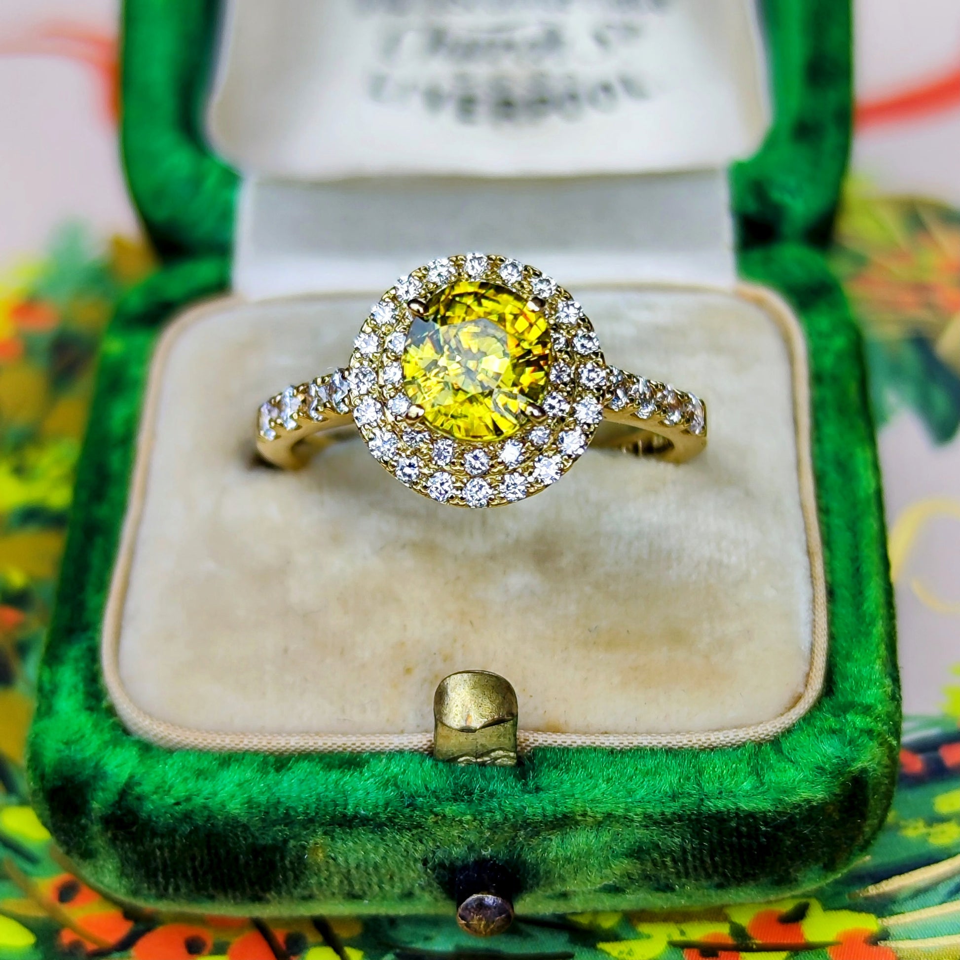 天然スフェーン 1.32ct 天然ダイヤモンド リング