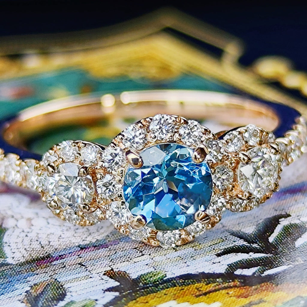 【サンタマリア】天然アクアマリン 0.47ct 天然ダイヤモンド リング