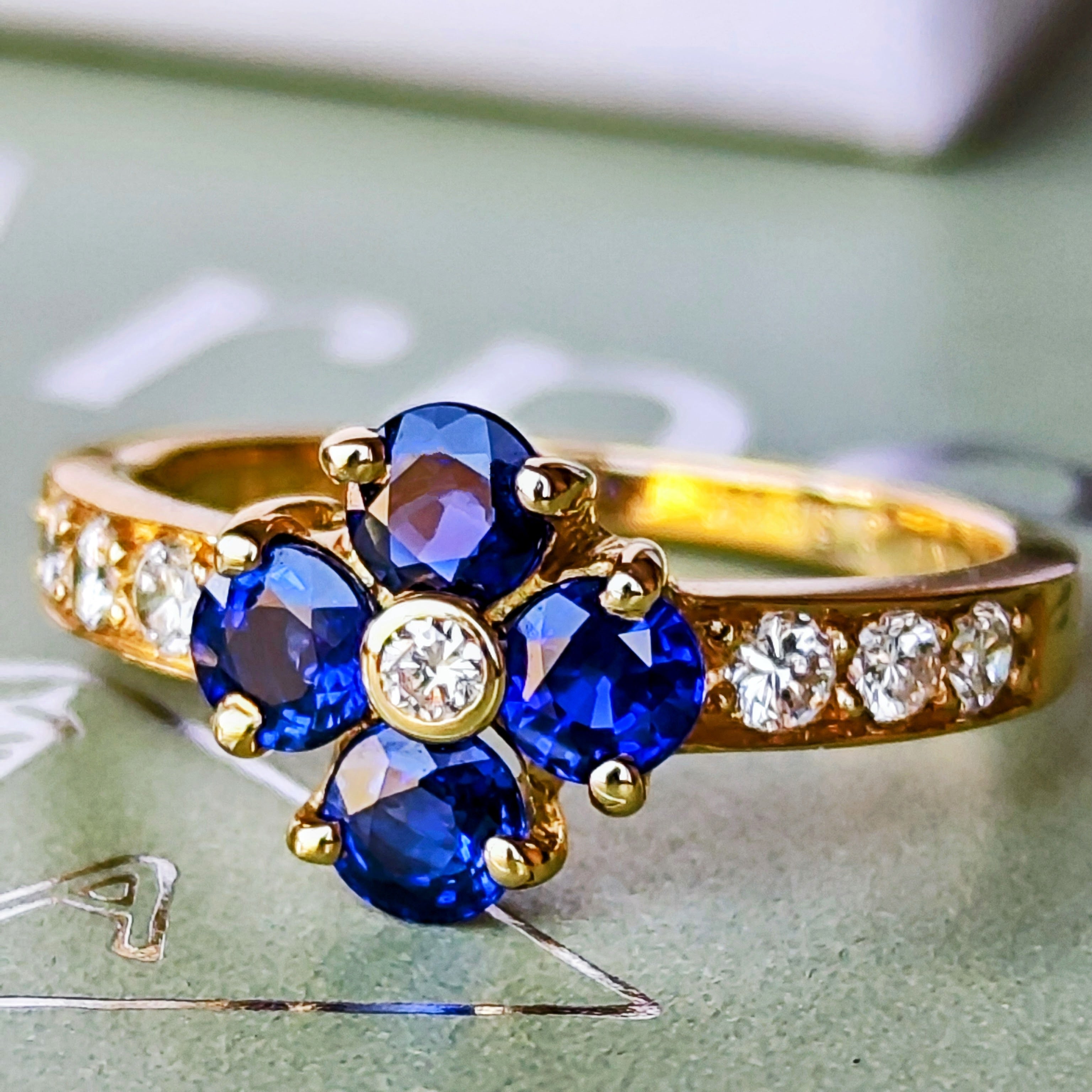 TREASURE IIIIウフ 紫陽花 リング グリーンサファイア 7号 Vintage Van Cleef & Arpels】ヴァンクリーフ&アーペル サファイア