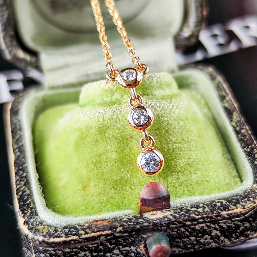 MIKIMOTO ミキモト ダイヤモンド スリーストーン ネックレス