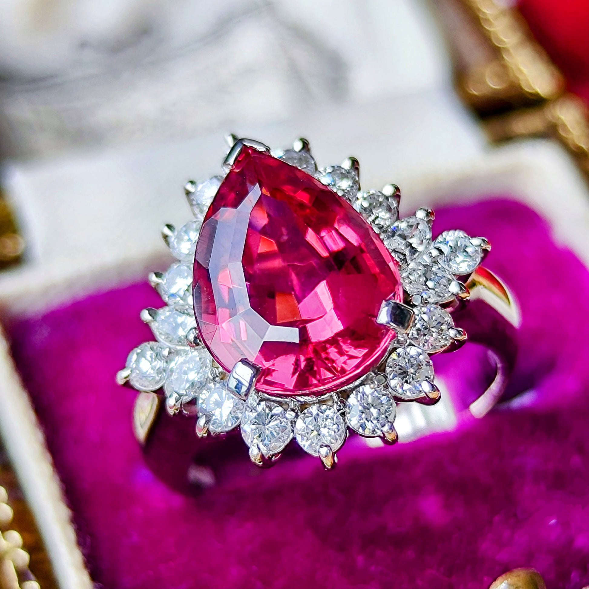 【大粒 4.03ct】天然ルベライト（トルマリン）天然ダイヤモンド プラチナリング