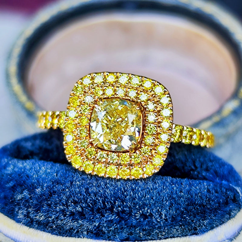 【イエローダイヤ】FANCY INTENSE YELLOW 1.01ct VS-2 リング GIA