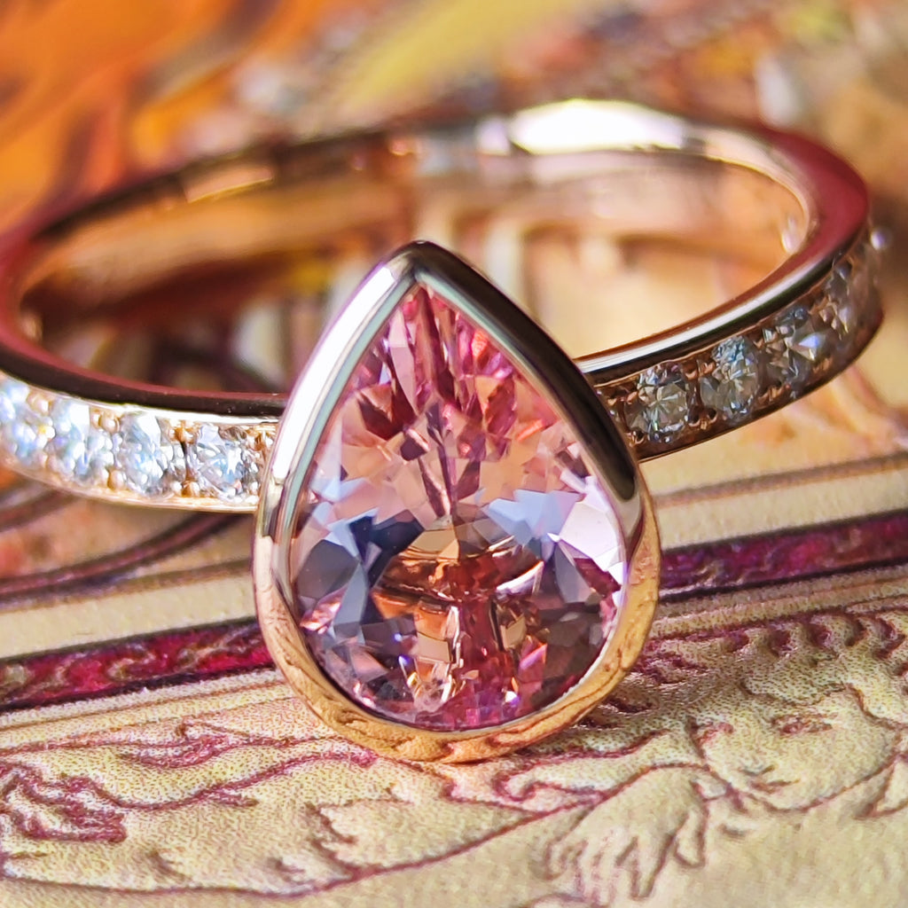 天然モルガナイト 1.21ct 天然ダイヤモンド リング