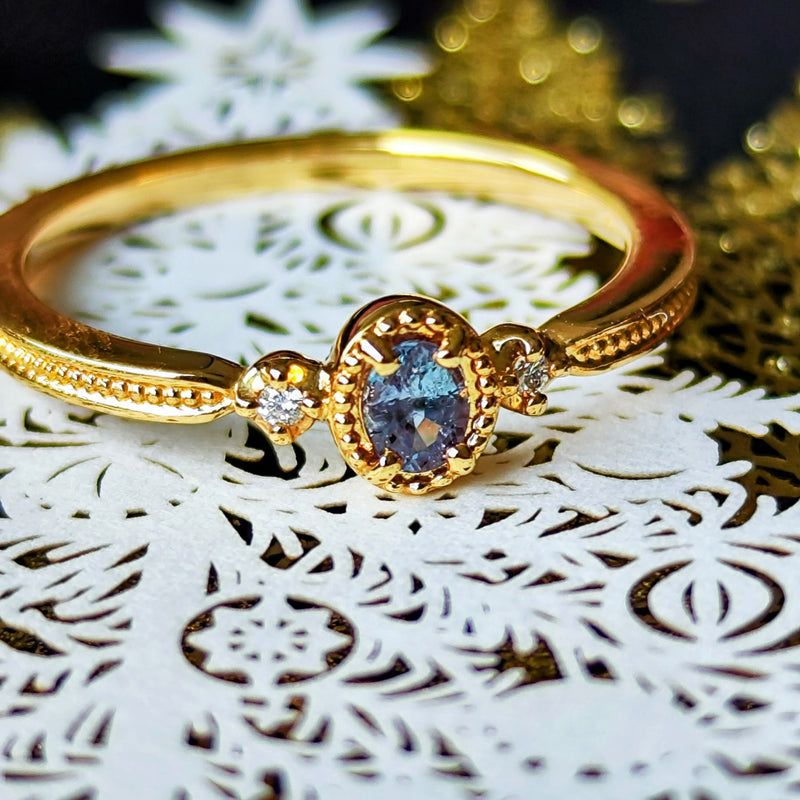 天然アレキサンドライト 天然ダイヤモンド リング