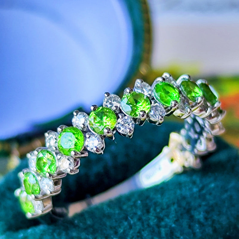 天然デマントイドガーネット 天然ダイヤモンド プラチナリング