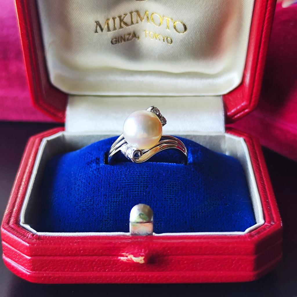 【オールドミキモト 】MIKIMOTO ミキモト あこや真珠 14金WG リング
