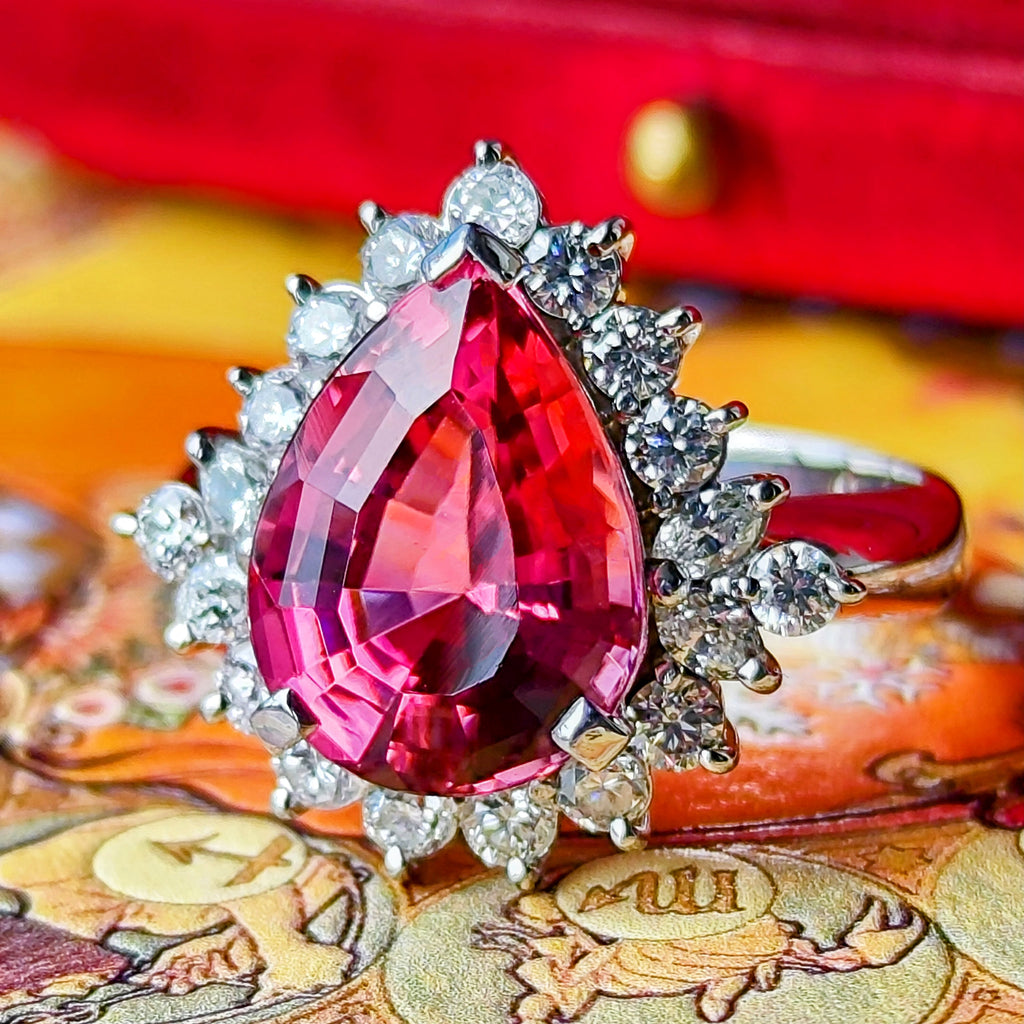 【大粒 4.03ct】天然ルベライト（トルマリン）天然ダイヤモンド プラチナリング