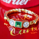 【Vintage Cartier】カルティエ エメラルド ダイヤモンド 18金スリーカラーリング