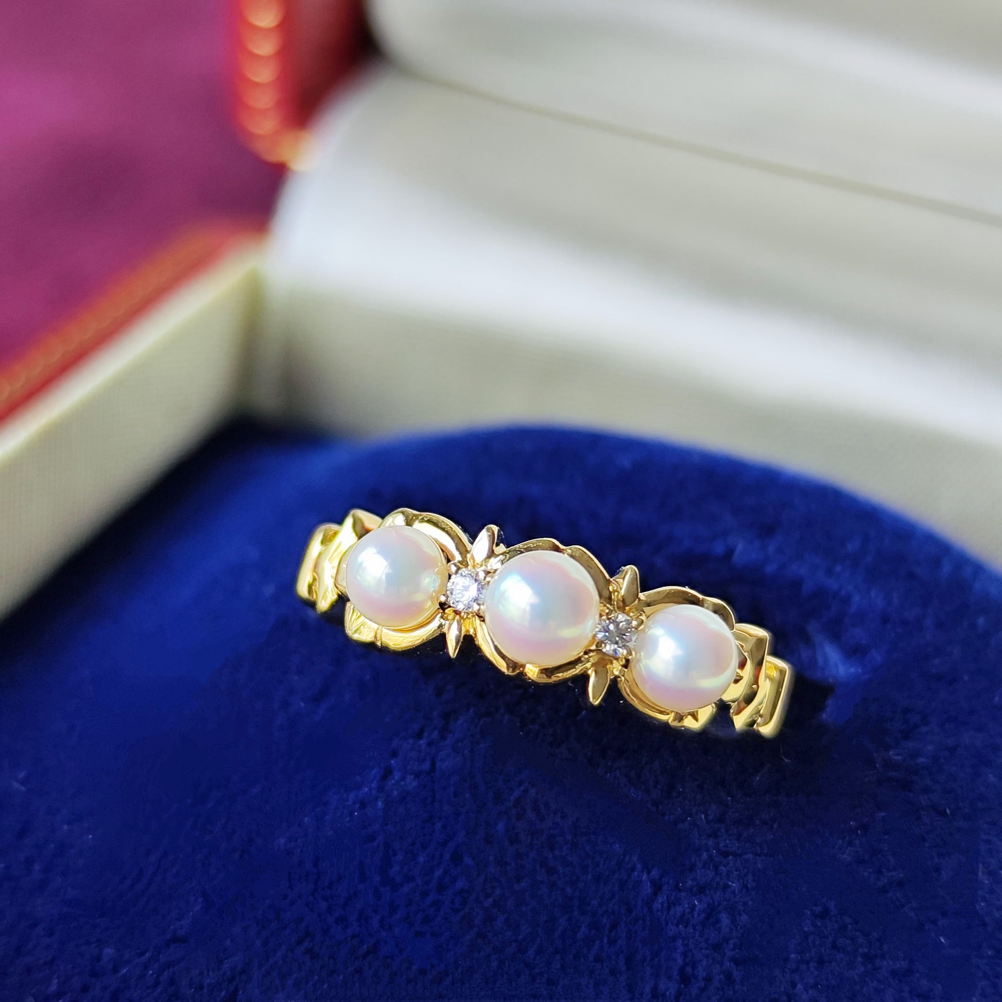 MIKIMOTO ミキモト あこや真珠 天然ダイヤモンド リング