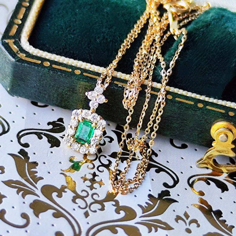 天然エメラルド 天然ダイヤモンド ネックレス