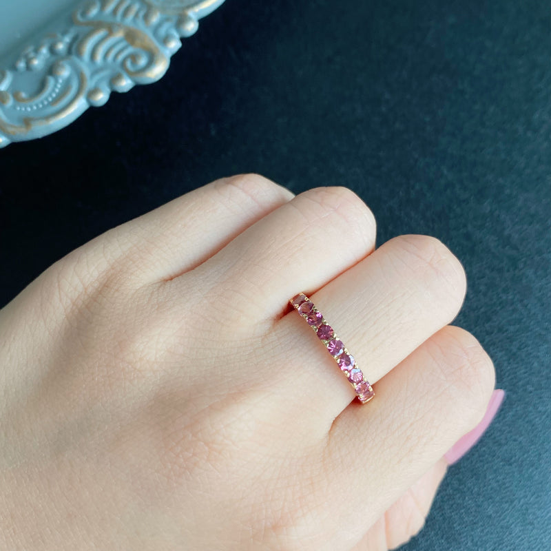 【お値下げ】マラヤガーネット 天然ガーネット ハーフエタニティリング