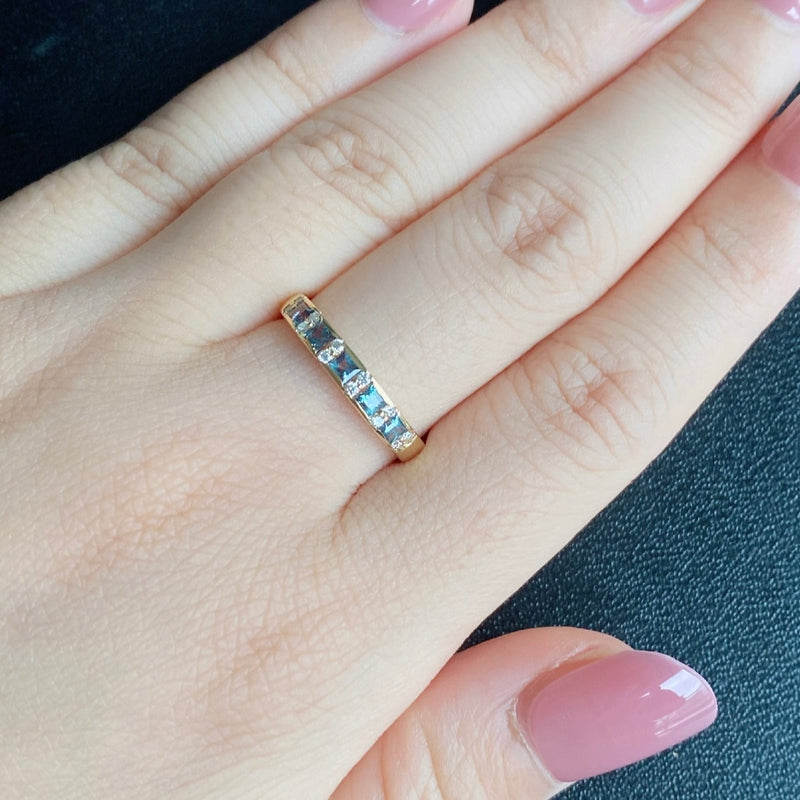 天然アレキサンドライト プリンセスカット 天然ダイヤモンド リング