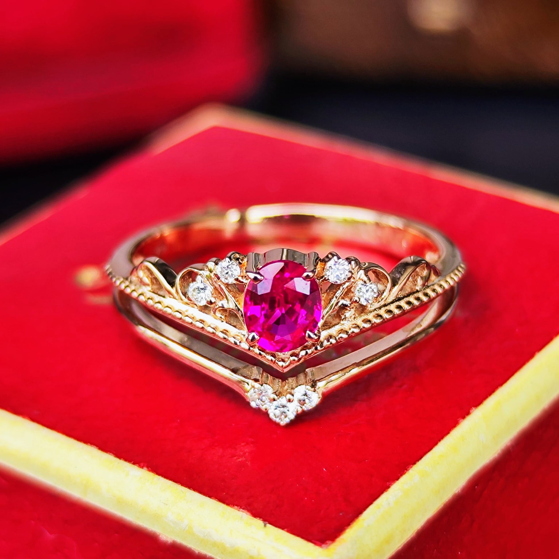 【ビルマ産ルビー】天然ルビー 0.407ct 天然ダイヤモンド