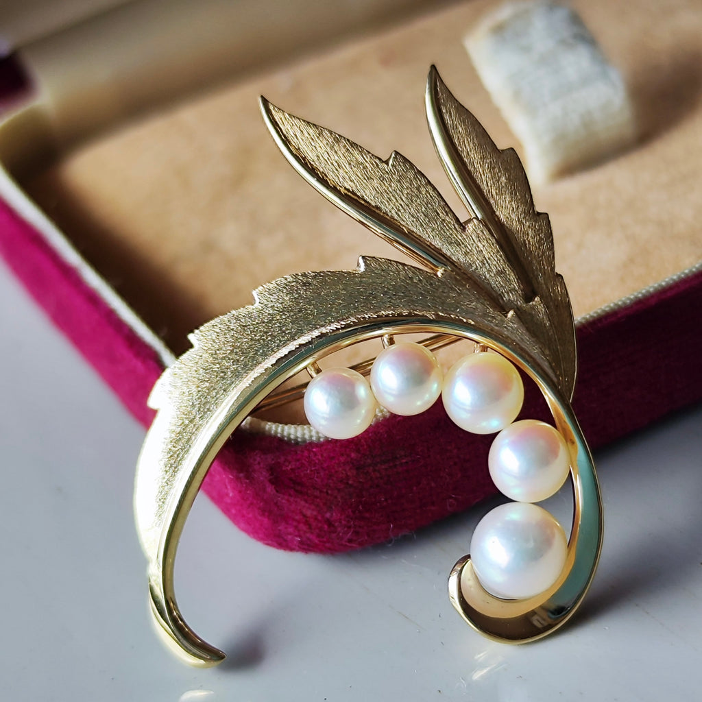 【オールドミキモト 】MIKIMOTO ミキモト あこや真珠 14金 ブローチ ④