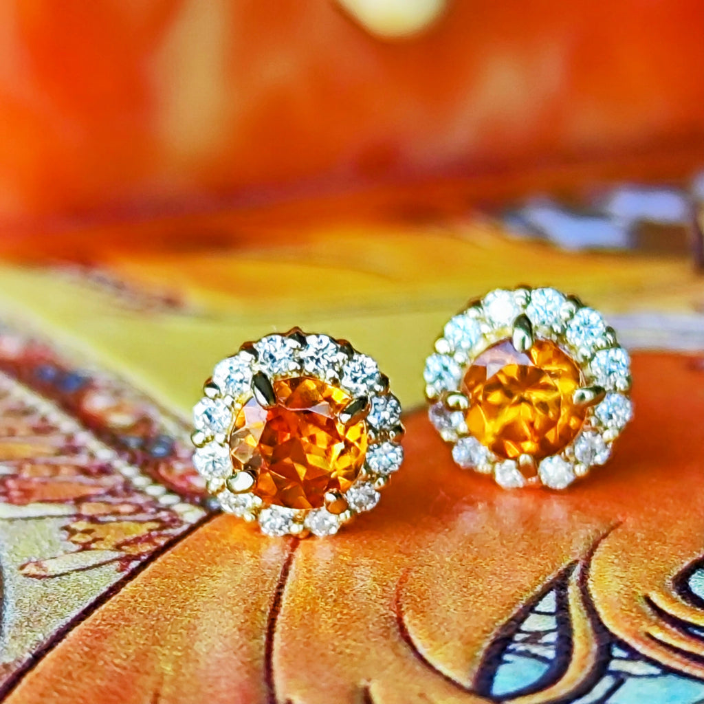 【お値下げ】天然スぺサルティンガーネット 天然ダイヤモンド 18金ピアス