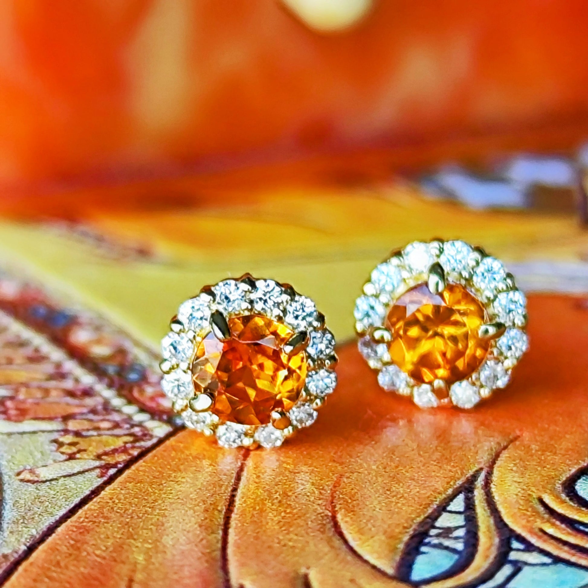 【お値下げ】天然スぺサルティンガーネット 天然ダイヤモンド 18金ピアス