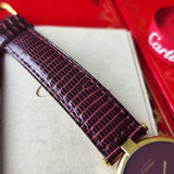 【ボーイズサイズ】Cartierカルティエ ヴァンドーム LM ボルドー文字盤 クォーツ腕時計