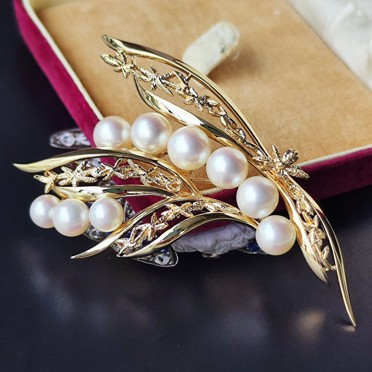 [Vintage MIKIMOTO] MIKIMOTO Akoya Pearl 14K Gold Brooch ①