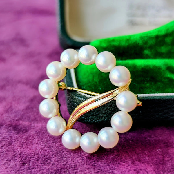 MIKIMOTO ミキモト あこや真珠 サークルモチーフ ブローチ