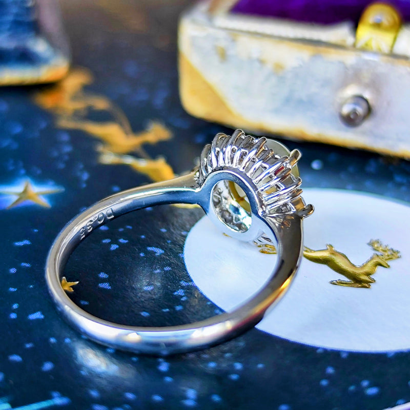 【三越百貨店】天然クリソベリルキャッツアイ 天然ダイヤモンド リング