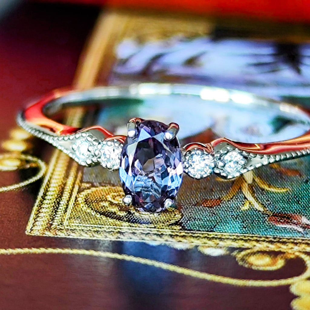 【カラーチェンジ】天然ガーネット 天然ダイヤモンド プラチナリング