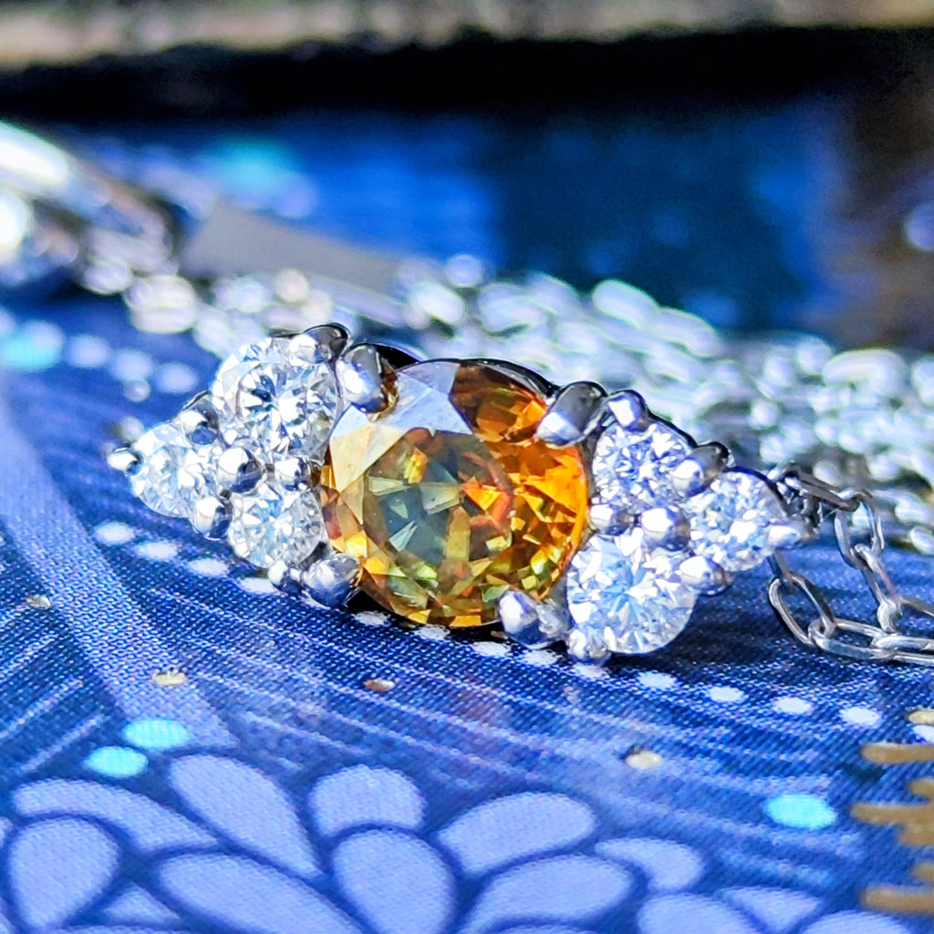 【お値下げ】天然スフェーン 天然ダイヤモンド ネックレス