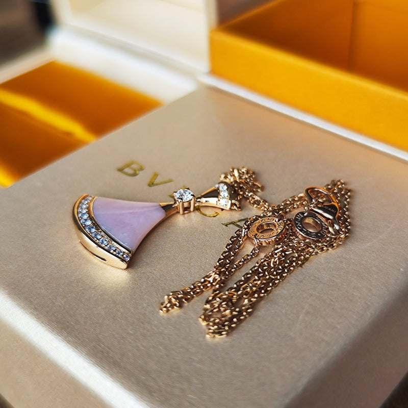 BVLGARI ブルガリ DIVAS' DREAM ディーヴァ ドリーム ピンクオパール ダイヤモンド ネックレス 18金PG