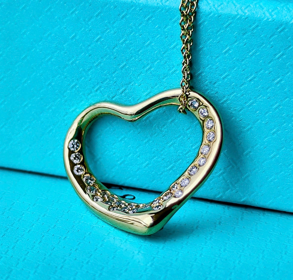 TIFFANY &Co ティファニー オープンハート ダイヤモンド 18金YG ネックレス