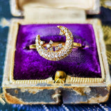 天然ダイヤモンド 月のモチーフ 18金リング