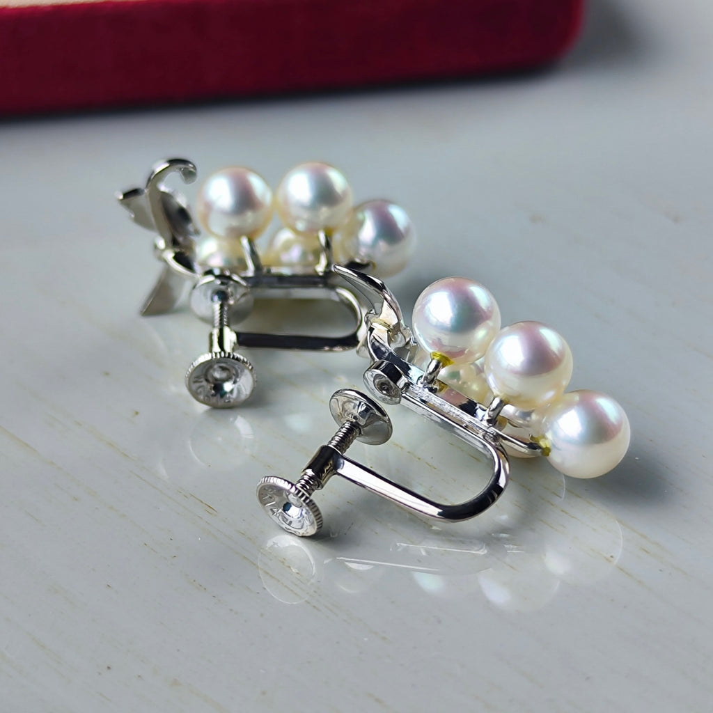 [Vintage MIKIMOTO] MIKIMOTO Akoya Pearl 14K White Gold Earrings