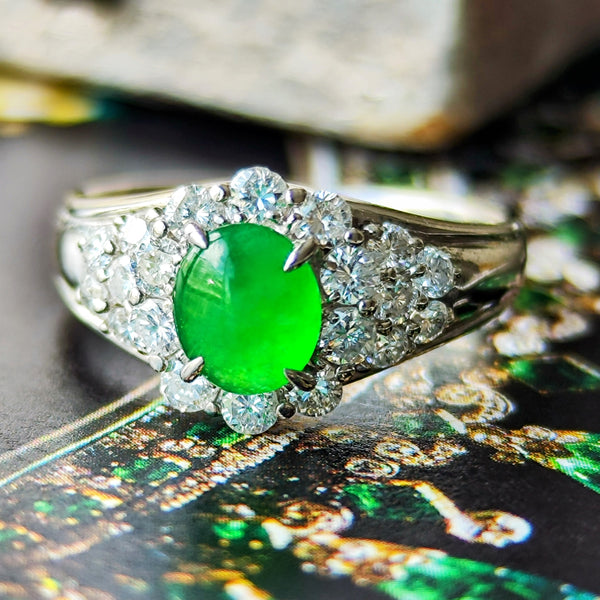 ミン 天然翡翠とダイヤのリング金10～11号Jewellery City 天然翡翠 琅かん 天然ダイヤモンド リング – Mico宝飾店