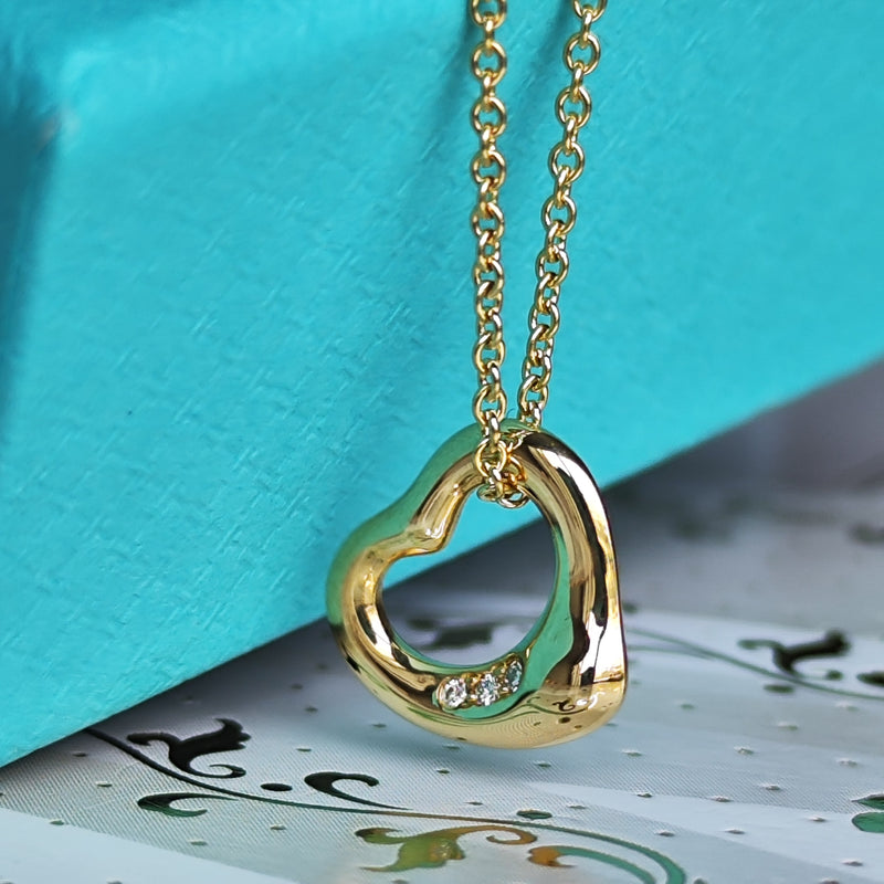 TIFFANY &Co ティファニー オープンハート ダイヤモンド ネックレス 18金YG