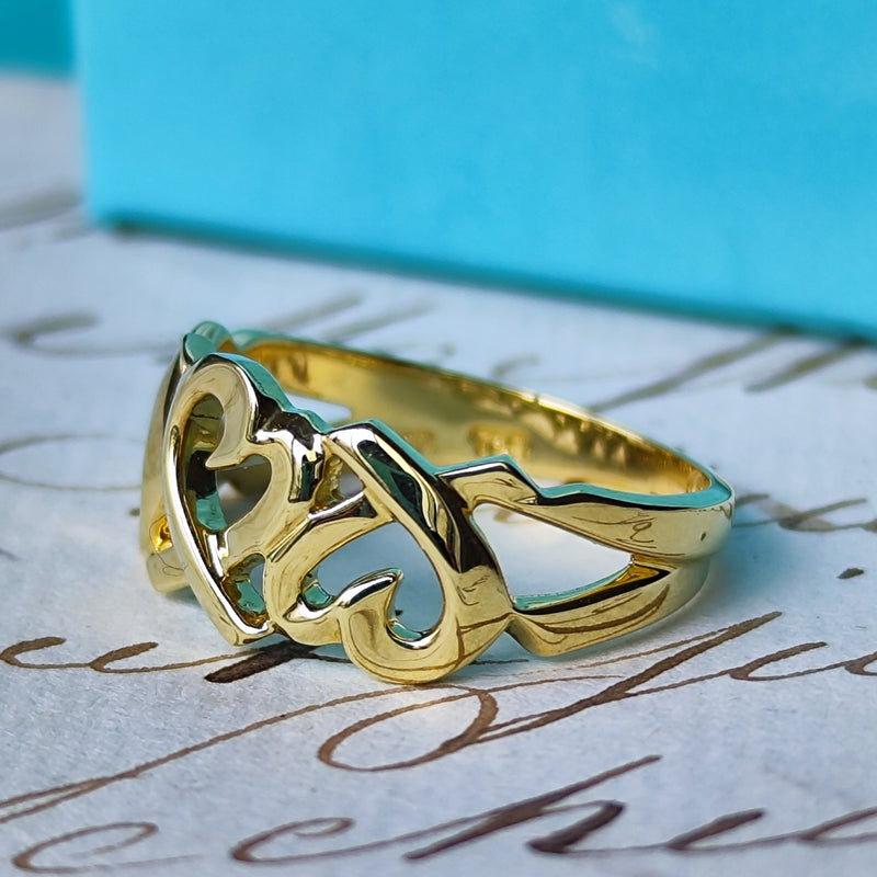 TIFFANY&Co ティファニー トリプルラビングハート 18金YG リング