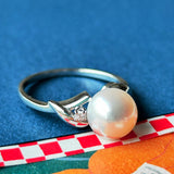 MIKIMOTO ミキモト あこや真珠 天然ダイヤモンドリング