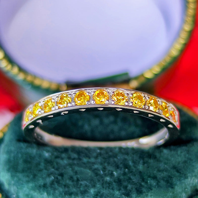 【イエローダイヤ】天然ダイヤモンド ハーフエタニティリング