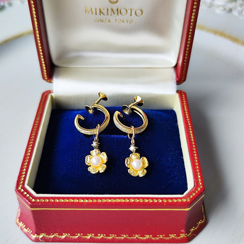 MIKIMOTO ミキモト チャーム イヤリング 18金