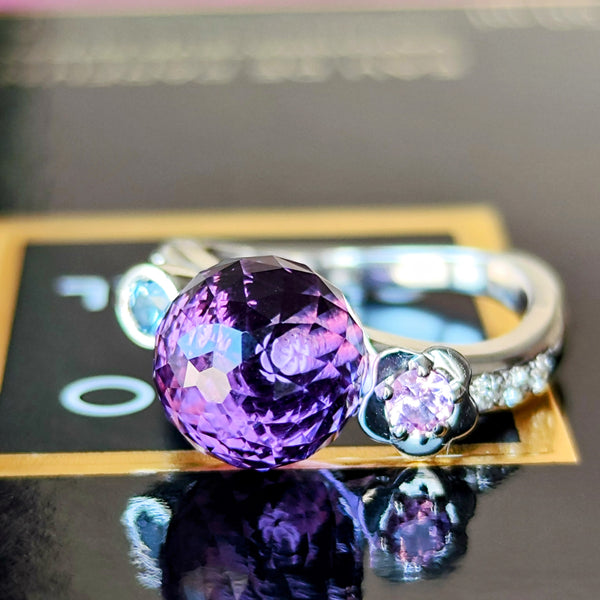 CHANEL シャネル マドモアゼル 天然アメジスト 天然アイオライト 天然トルマリン 天然ダイヤモンド リング