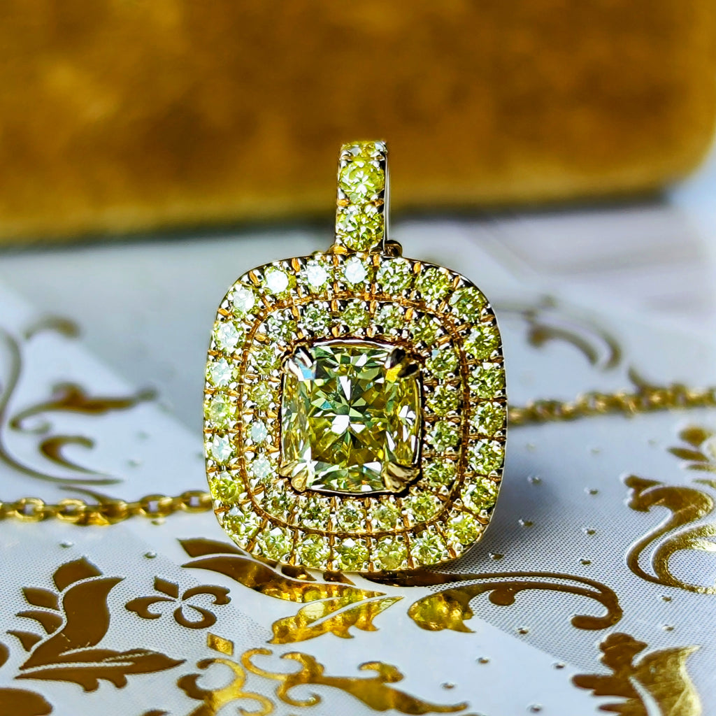【イエローダイヤ】FANCY INTENSE YELLOW VVS2 0.71ct ネックレス GIA