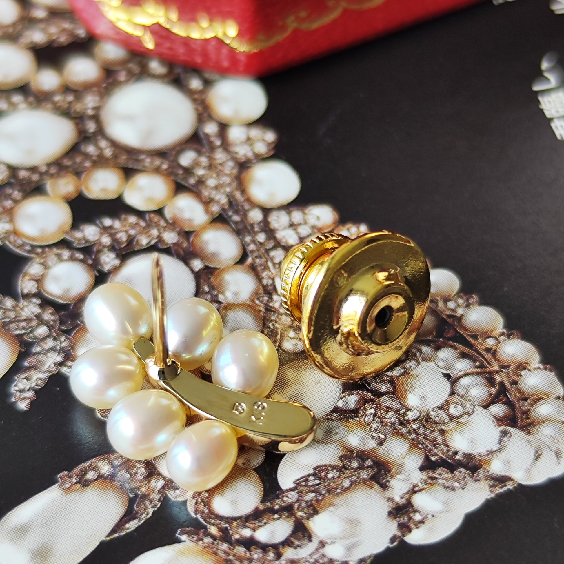 MIKIMOTO ミキモト 淡水真珠 リーフモチーフ 18金ブローチ