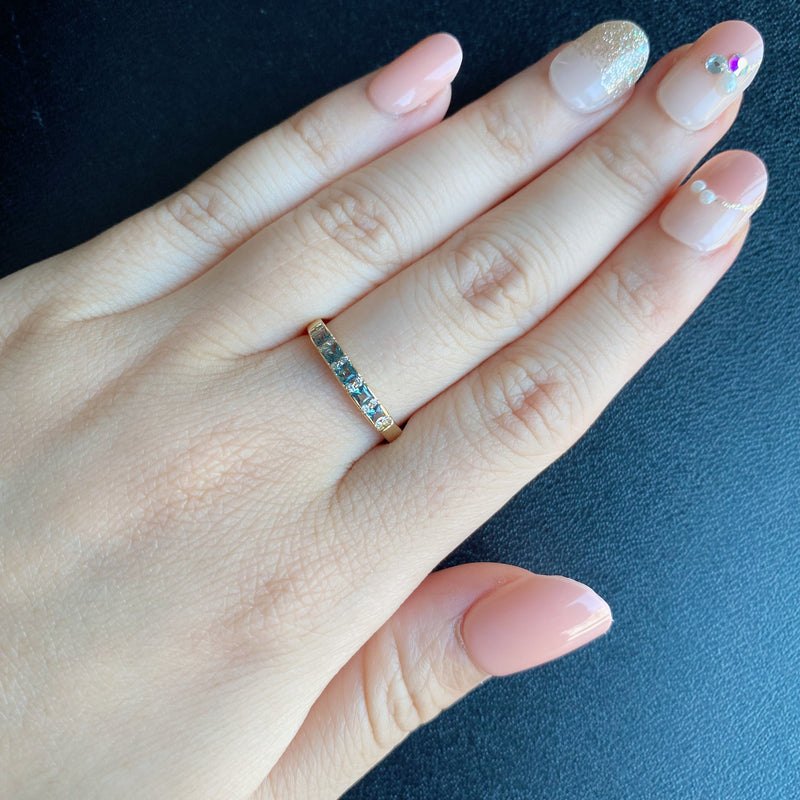 天然アレキサンドライト プリンセスカット 天然ダイヤモンド 18金リング