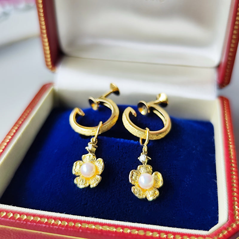 MIKIMOTO ミキモト チャーム イヤリング 18金