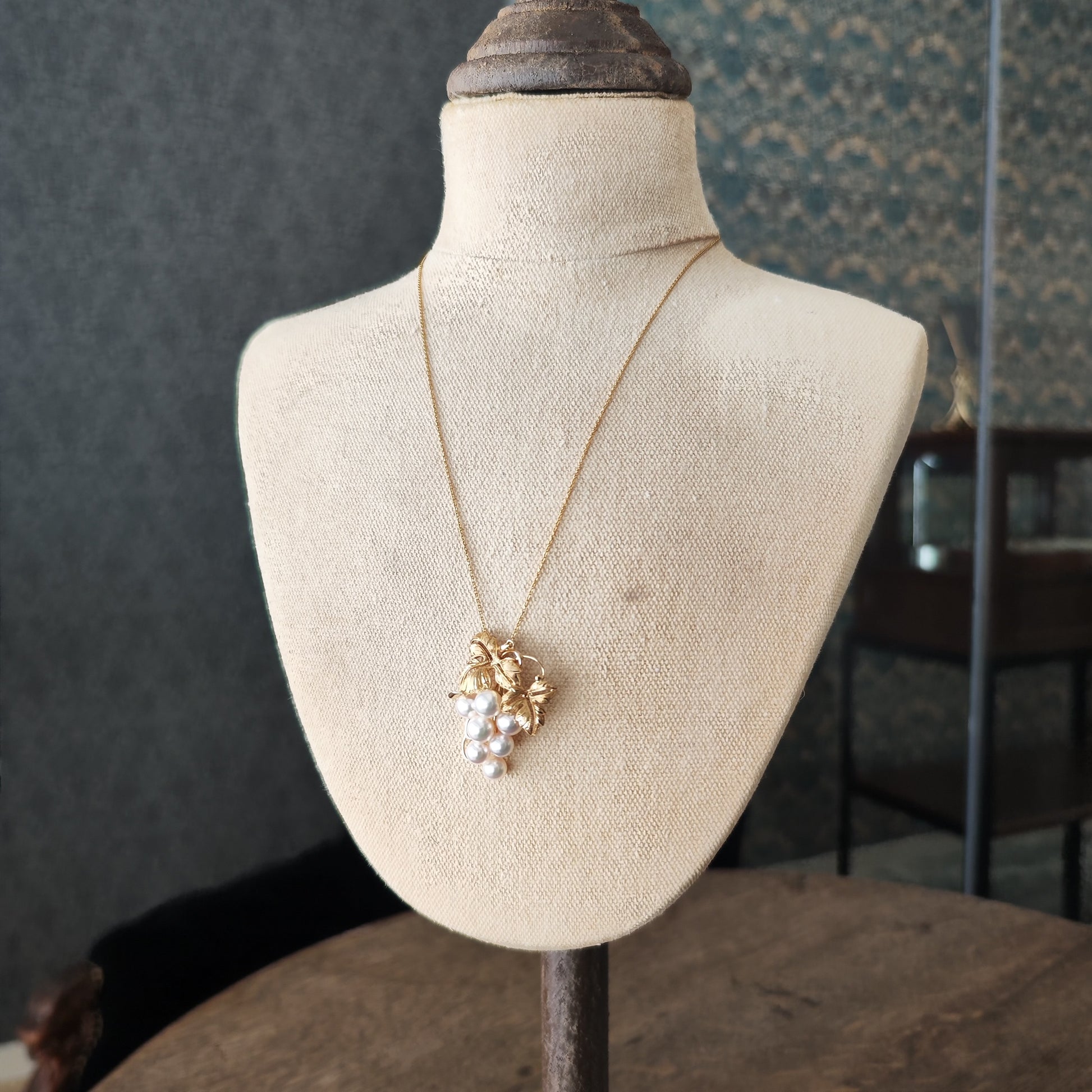 MIKIMOTO ミキモト あこや真珠 葡萄のモチーフ ペンダントトップ ヴィンテージ