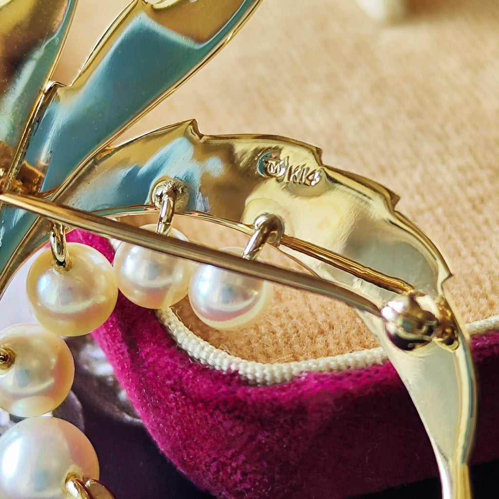 【オールドミキモト 】MIKIMOTO ミキモト あこや真珠 14金 ブローチ ④