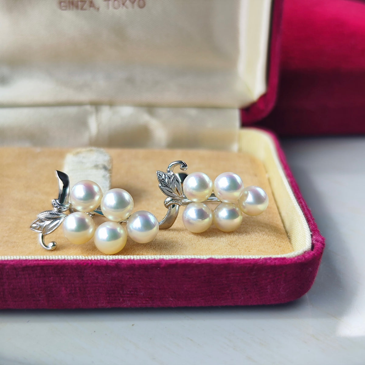 [Vintage MIKIMOTO] MIKIMOTO Akoya Pearl 14K White Gold Earrings