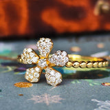 天然ダイヤモンド フラワーモチーフ パヴェ 18金リング